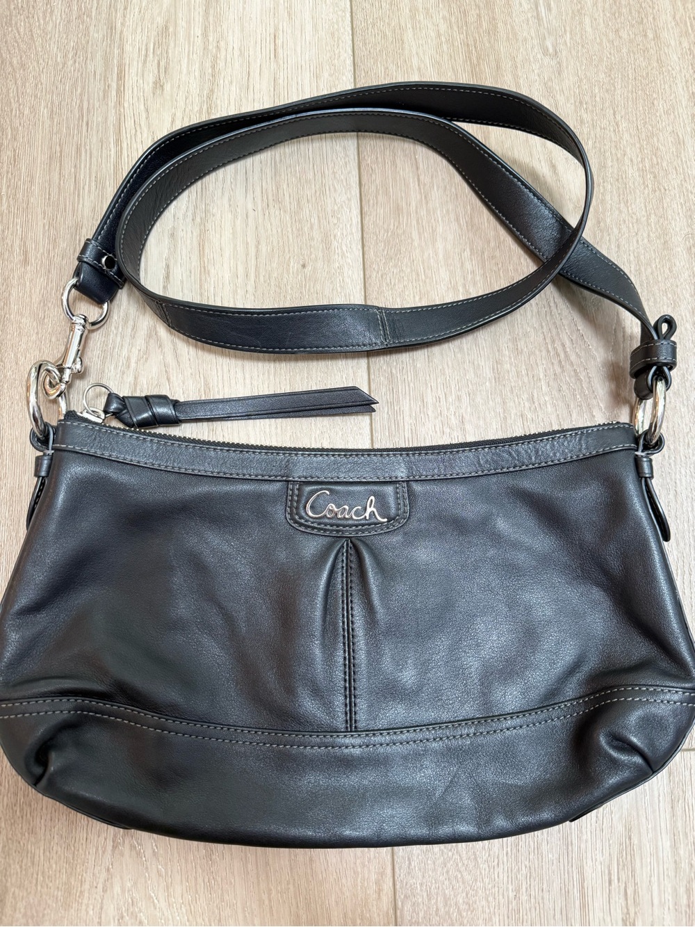 Coach Park Leather Duffle F19729 Black Shoulder Crossbody Bag